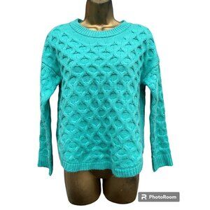 Vintage Handmade Sweater M Cropped Waffle Knit Fisherman Chunky Soft Cozy